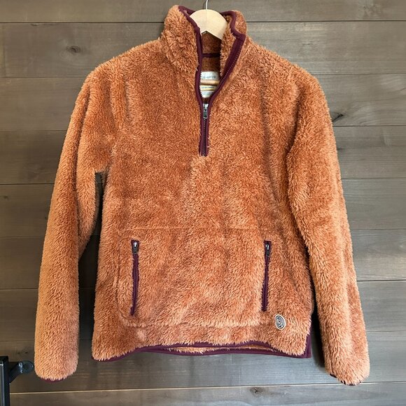 MARINE LAYER Respun Recycled Sherpa Shaggy Fleece Zip Pullover Jacket XS - Picture 2 of 5